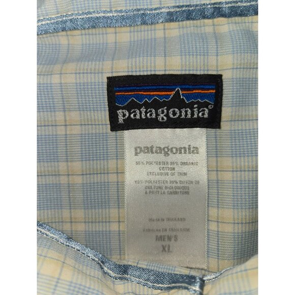 Patagonia Mens Organic Cotton Blue Plaid Shirt XL - Picture 6 of 8